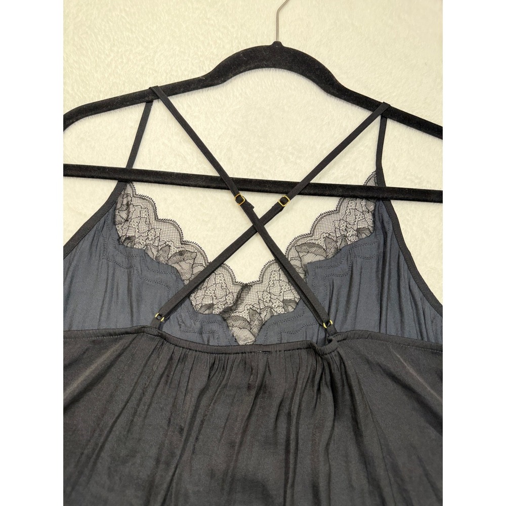 Soma Womens XL Black Lace Trim Strappy Crisscross Back Camisole Top Sleeveless - Picture 5 of 8